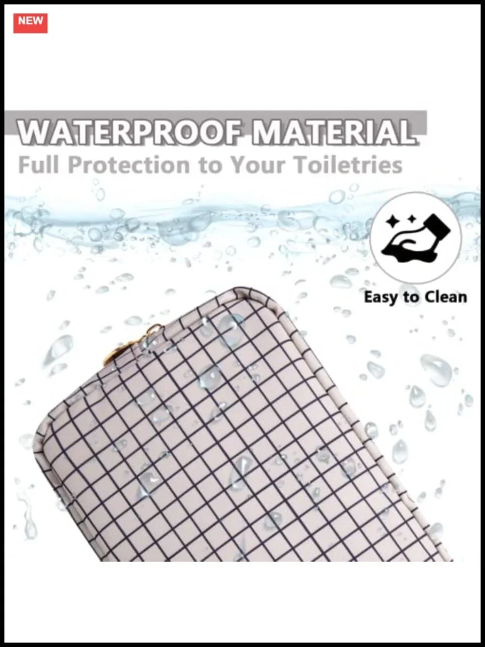 Waterproof Nylon Travel Toiletry Storage Bag with Zipper Preppy Checkered